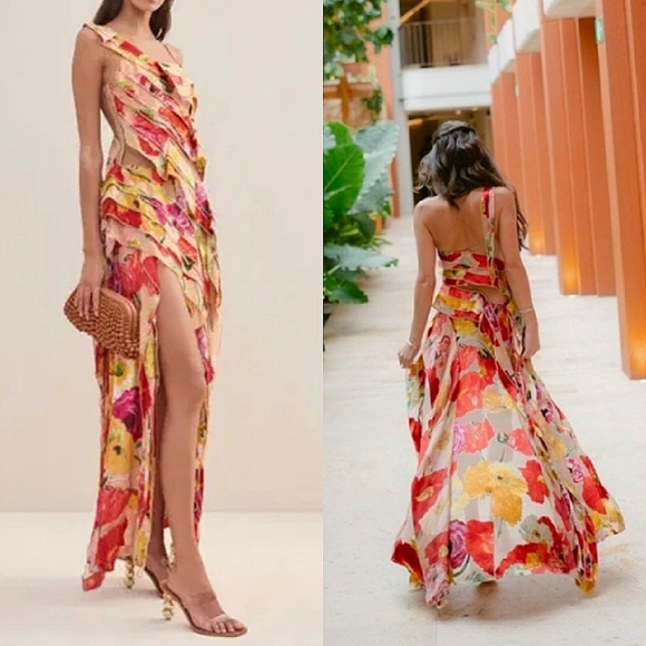 NWT Cult Gaia Whitney Silk Gown Large - Picture 3 of 12